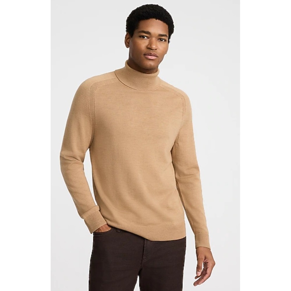 Express Men's Turtleneck Sweater Everyday Performance Merino Wool Brown L